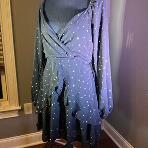 Flowy & Feminine Black & Gold Star Print Dress